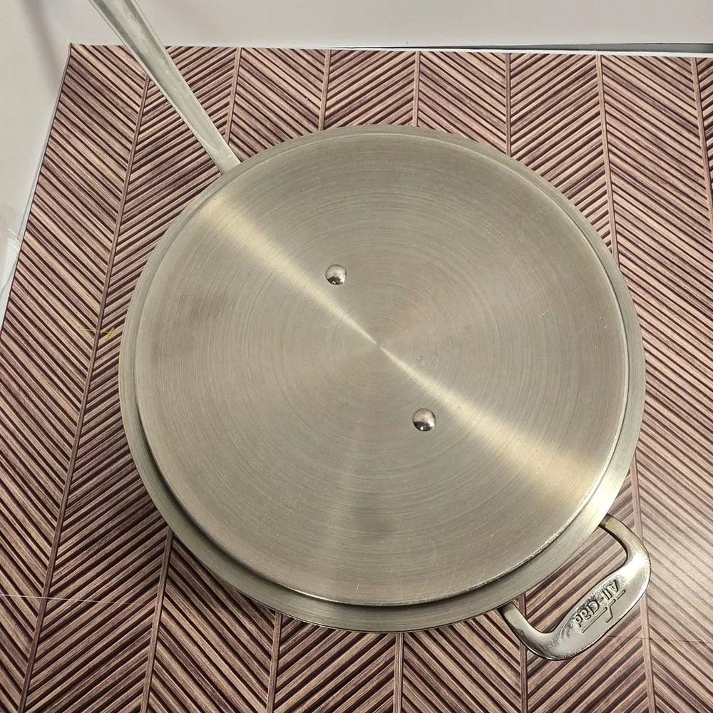 All-Clad Stainless Steel 12‎ Inch Saute Pan with Lid Helper Handle Silver